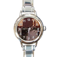 Skyline Skyscrapers Futuristic Sci-fi Panorama Round Italian Charm Watch by Pakemis