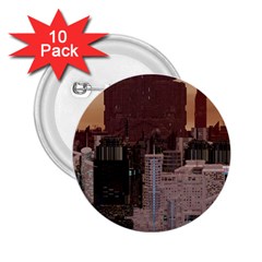 Skyline Skyscrapers Futuristic Sci-fi Panorama 2 25  Buttons (10 Pack)  by Pakemis