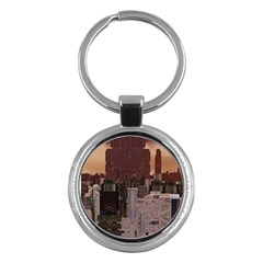 Skyline Skyscrapers Futuristic Sci-fi Panorama Key Chain (round)