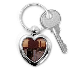 Skyline Skyscrapers Futuristic Sci-fi Panorama Key Chain (heart) by Pakemis