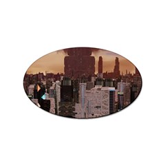 Skyline Skyscrapers Futuristic Sci-fi Panorama Sticker (oval)