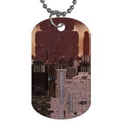 Skyline Skyscrapers Futuristic Sci-fi Panorama Dog Tag (one Side) by Pakemis