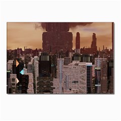 Skyline Skyscrapers Futuristic Sci-fi Panorama Postcards 5  X 7  (pkg Of 10) by Pakemis