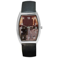 Skyline Skyscrapers Futuristic Sci-fi Panorama Barrel Style Metal Watch by Pakemis