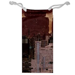 Skyline Skyscrapers Futuristic Sci-fi Panorama Jewelry Bag by Pakemis