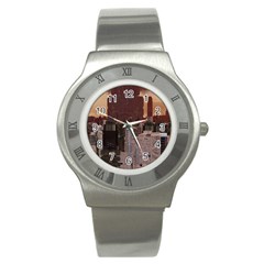 Skyline Skyscrapers Futuristic Sci-fi Panorama Stainless Steel Watch by Pakemis