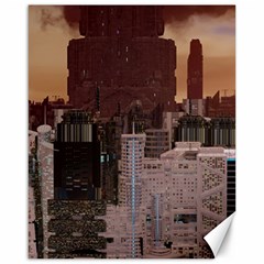 Skyline Skyscrapers Futuristic Sci-fi Panorama Canvas 16  X 20  by Pakemis