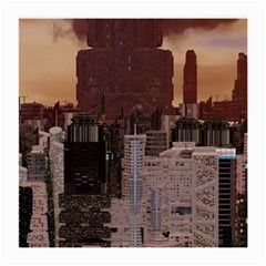 Skyline Skyscrapers Futuristic Sci-fi Panorama Medium Glasses Cloth by Pakemis