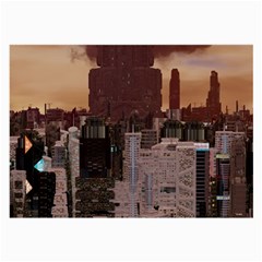 Skyline Skyscrapers Futuristic Sci-fi Panorama Large Glasses Cloth by Pakemis