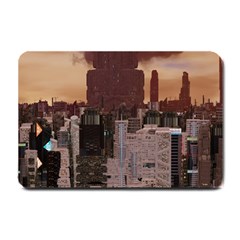 Skyline Skyscrapers Futuristic Sci-fi Panorama Small Doormat by Pakemis