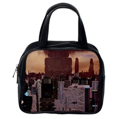 Skyline Skyscrapers Futuristic Sci-fi Panorama Classic Handbag (one Side) by Pakemis