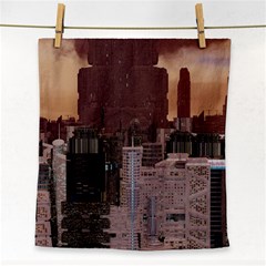 Skyline Skyscrapers Futuristic Sci-fi Panorama Face Towel by Pakemis