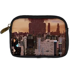 Skyline Skyscrapers Futuristic Sci-fi Panorama Digital Camera Leather Case by Pakemis