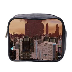 Skyline Skyscrapers Futuristic Sci-fi Panorama Mini Toiletries Bag (two Sides) by Pakemis