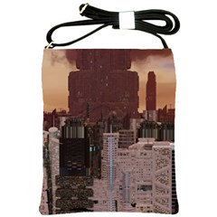 Skyline Skyscrapers Futuristic Sci-fi Panorama Shoulder Sling Bag by Pakemis