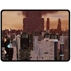 Skyline Skyscrapers Futuristic Sci-fi Panorama Fleece Blanket (large) by Pakemis