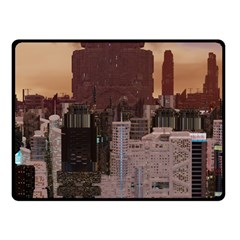 Skyline Skyscrapers Futuristic Sci-fi Panorama Fleece Blanket (small) by Pakemis