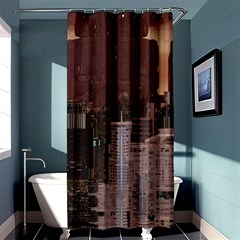 Skyline Skyscrapers Futuristic Sci-fi Panorama Shower Curtain 36  X 72  (stall)  by Pakemis