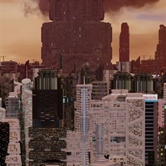 Skyline Skyscrapers Futuristic Sci-fi Panorama Play Mat (rectangle) by Pakemis