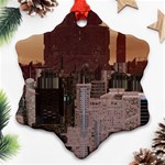 Skyline Skyscrapers Futuristic Sci-fi Panorama Snowflake Ornament (Two Sides) Front