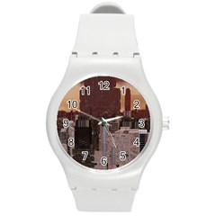 Skyline Skyscrapers Futuristic Sci-fi Panorama Round Plastic Sport Watch (m) by Pakemis