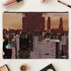 Skyline Skyscrapers Futuristic Sci-fi Panorama Cosmetic Bag (xxxl) by Pakemis