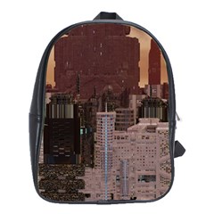 Skyline Skyscrapers Futuristic Sci-fi Panorama School Bag (xl) by Pakemis