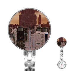 Skyline Skyscrapers Futuristic Sci-fi Panorama Stainless Steel Nurses Watch by Pakemis