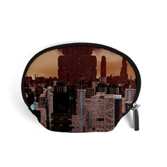 Skyline Skyscrapers Futuristic Sci-fi Panorama Accessory Pouch (small) by Pakemis