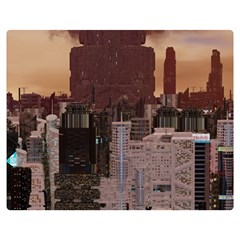 Skyline Skyscrapers Futuristic Sci-fi Panorama Double Sided Flano Blanket (medium) by Pakemis