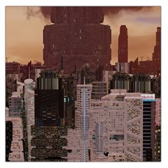 Skyline Skyscrapers Futuristic Sci-fi Panorama Square Satin Scarf (36  X 36 ) by Pakemis