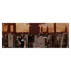 Skyline Skyscrapers Futuristic Sci-fi Panorama Banner And Sign 8  X 3  by Pakemis