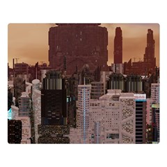 Skyline Skyscrapers Futuristic Sci-fi Panorama Flano Blanket (large) by Pakemis