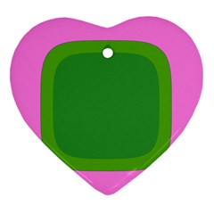 Pink And Green 1105 - Groovy Retro Style Art Ornament (heart)