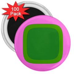 Pink And Green 1105 - Groovy Retro Style Art 3  Magnets (100 Pack) by KorokStudios