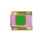 Pink And Green 1105 - Groovy Retro Style Art Gold Trim Italian Charm (9mm) Front