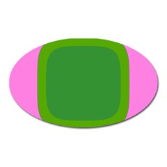 Pink And Green 1105 - Groovy Retro Style Art Oval Magnet by KorokStudios