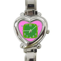 Pink And Green 1105 - Groovy Retro Style Art Heart Italian Charm Watch by KorokStudios