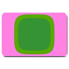 Pink And Green 1105 - Groovy Retro Style Art Large Doormat by KorokStudios