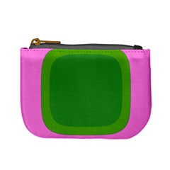 Pink And Green 1105 - Groovy Retro Style Art Mini Coin Purse by KorokStudios