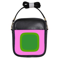 Pink And Green 1105 - Groovy Retro Style Art Girls Sling Bag by KorokStudios