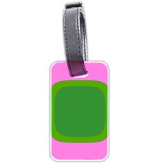 Pink And Green 1105 - Groovy Retro Style Art Luggage Tag (two Sides) by KorokStudios