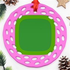 Pink And Green 1105 - Groovy Retro Style Art Ornament (round Filigree) by KorokStudios