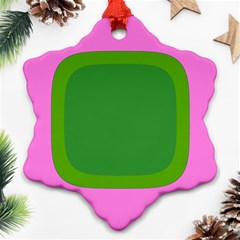 Pink And Green 1105 - Groovy Retro Style Art Ornament (snowflake) by KorokStudios