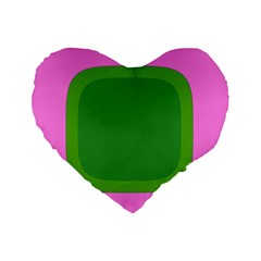 Pink And Green 1105 - Groovy Retro Style Art Standard 16  Premium Heart Shape Cushions by KorokStudios