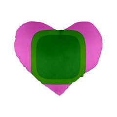 Pink And Green 1105 - Groovy Retro Style Art Standard 16  Premium Flano Heart Shape Cushions by KorokStudios