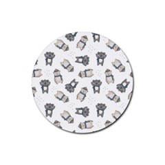 Cute Seamless Pattern With Koala Panda Bear Rubber Coaster (round) by Pakemis