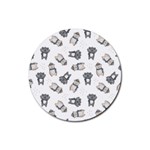 Cute Seamless Pattern With Koala Panda Bear Rubber Coaster (Round) Front