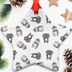 Cute Seamless Pattern With Koala Panda Bear Star Ornament (two Sides) by Pakemis