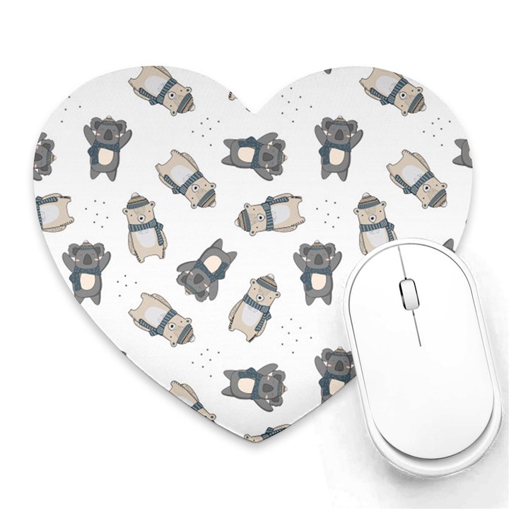 Cute Seamless Pattern With Koala Panda Bear Heart Mousepad